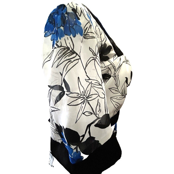 Women’s Studio 1940 White And Cobalt Blue Floral Lined Top in Size Large 12 14 - Picture 5 of 12